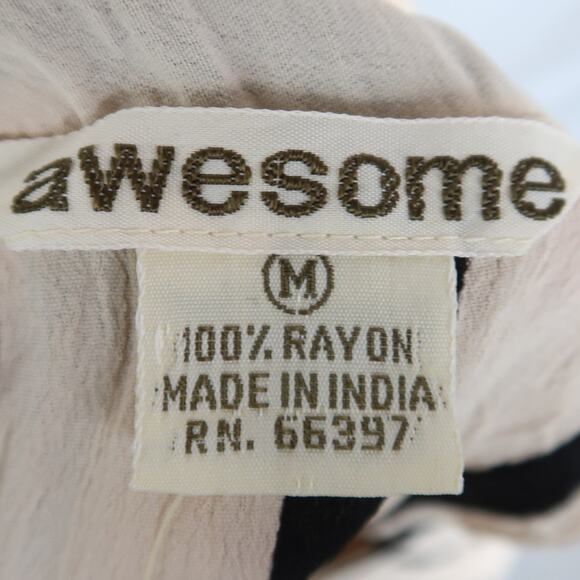 Vintage 90s Awesome Cream and Black Stripe Babydoll Mini Dress M - Picture 5 of 6